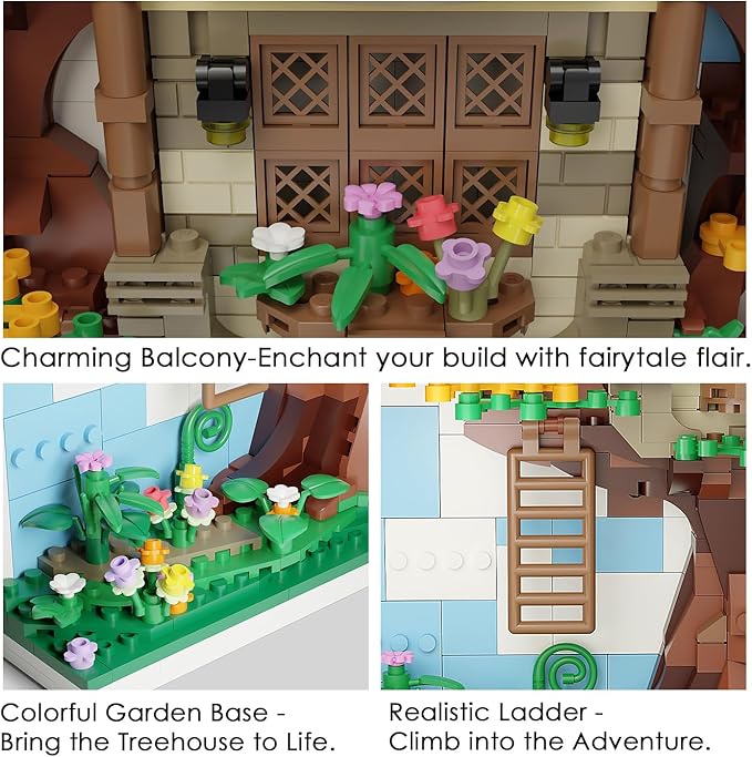 Micro Brick Eif Tree House Building Set, 3D Wall Art Home Office Decoration or Table Display, Creative Building Craft Set, Ideas Gift Building Toy for Adults,Teens Ages 8+ Kids