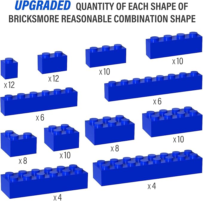 100 Piece Blue Bricks Bulk, 12 Size Blue Classic Building Blocks Bricks, Compatible with Lego Parts and Pieces(Color: Blue)