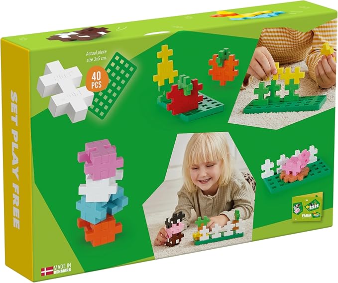 PLUS PLUS - Big Activity Set - Construction Building STEM Toy, Interlocking Large Puzzle Blocks for Toddlers and Preschool - Farm, 40 Pieces