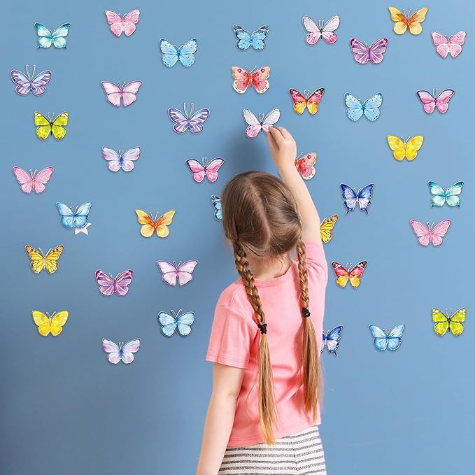 20PCS Butterfly Thick Gel Cling Spring Window Gel Clings Decals Stickers Butterfly Window Decorations for Kids Toddlers Home Airplane Classroom Nursery Spring Party Supplies Removable Reusable