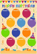 FLYAB Birthday Poster for Classroom - Balloons Chart for Back to School Laminated Kids Calendar for Bulletin Board Decorations Teacher Supplies