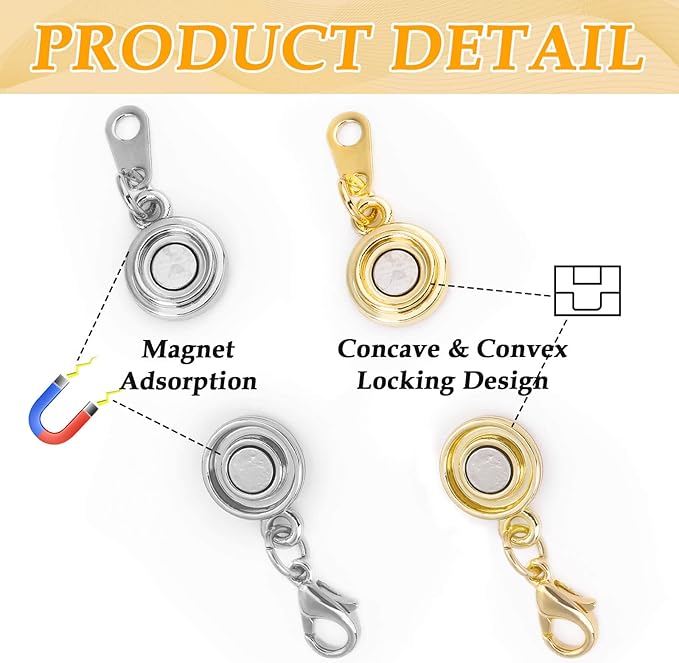Paxcoo 15Pcs Locking Magnetic Jewelry Clasps and Closures, Necklace Extender and Helper for Necklaces, Bracelets and Jewelry
