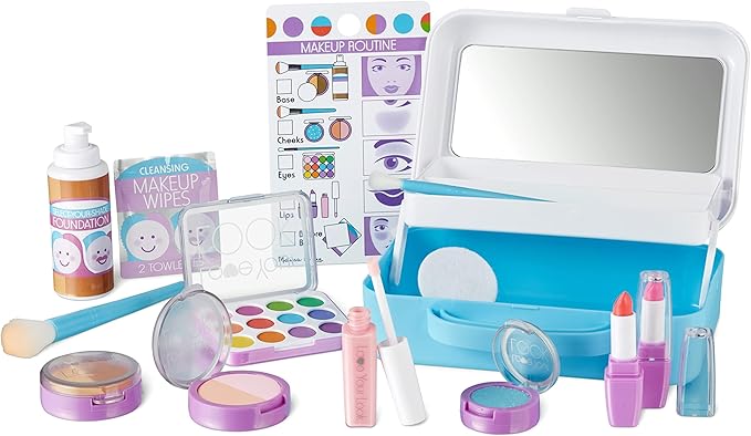 Melissa & Doug Love Your Look Pretend Makeup Kit Play Set – 16 Pieces for Mess-Free Pretend Play (Does NOT Contain Real Cosmetics)