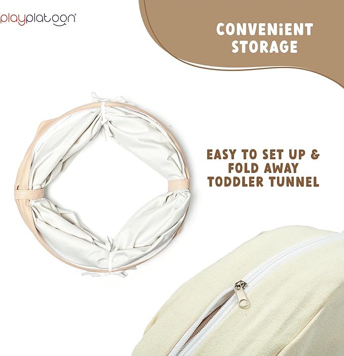 Play Platoon Baby Tunnel Toys for Toddlers 1-3 - 6 Ft Premium Vegan Leather Kids Tunnels for Babies - Wipeable, Water Resistant, Soft Durable Easy Fold and Storage Play Tunnel with Carry Bag - 2 Pack