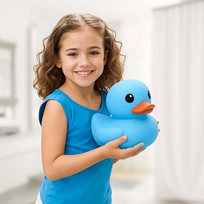 Jumbo Rubber Duck Bath Toy - 8" Giant Ducks Big Duckie Baby Shower Birthday Party Favors (Blue)