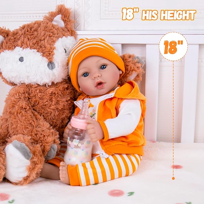 Aori Reborn Baby Dolls Lifelike 18-inch - Realistic Newborn Girl Doll That Look Real, Nice Gift Set for Kids, Parents-to-be, Grandparents