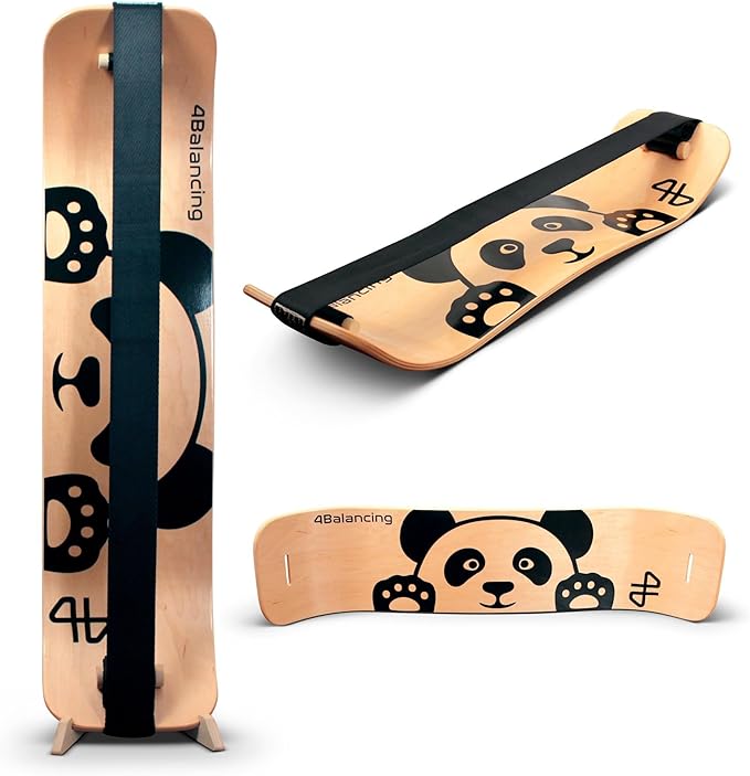 Balance Board for Kids - Slackline Wooden Wobble Board - Slackboard Balance Trainer for Coordination - Training for Skateboard, Snowboard, Football, Soccer, Baseball, Basketball
