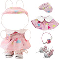 Clothes for 17cm Doll (Clothes Only) – 4-Piece Pink Outfit Set with Casual Hat, Dress, Camera Bag, and Pink Canvas Shoes for a Cute and Stylish Look – 17cm Doll Accessories