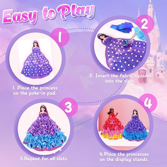 ZOOI Poke Art Kits, Arts and Crafts for Kids 4-6, Pretty Pretty Princess Game, Poke in Crafts for Kids Ages 4-8, Birthday Gifts for 4, 5, 6, 7, 8 Year Old Girl Toys Age 6-8 Art Kits