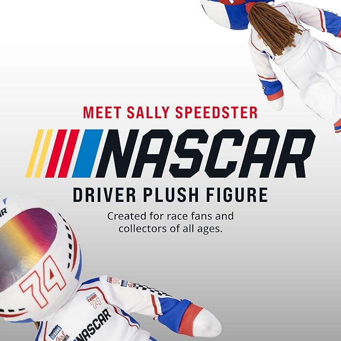 Playtime by Eimmie NASCAR-Themed Soft Baby Doll, 14-Inch Plush Racing Rag Doll for Kids, Sally Speedster Motorsports Plush Figure, Fabric Stuffed Toy for All Ages