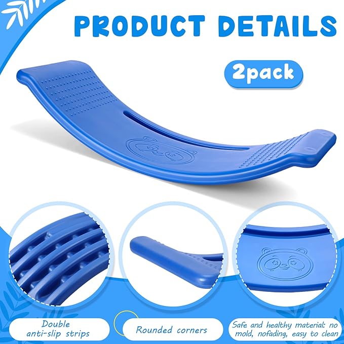 2 Pack Balance Board for Kids Teeter Totter Plastic Wobble Balance Board Indoor Toddler Toys for Toddler Exercise Motor Skills, Gaming, Outdoor and Indoor, Blue