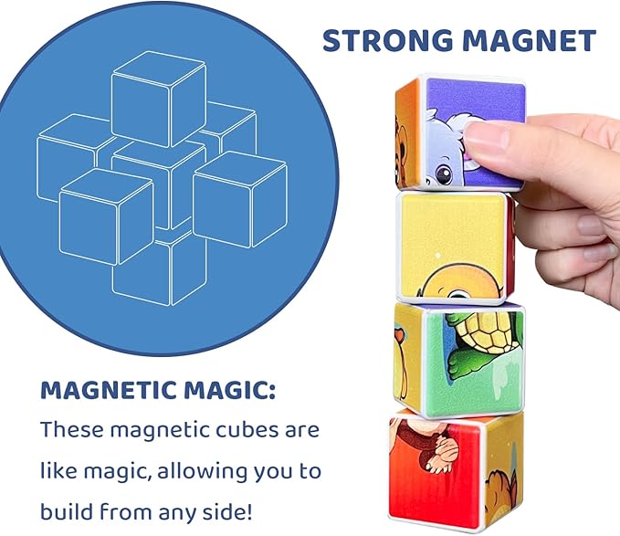 Magnetic Blocks for Toddlers Aged 1-3, Large Building Cubic Puzzle Game in Holiday Theme: Christmas, Easter, Birthday, Thanksgiving, Halloween, Valentine's Day