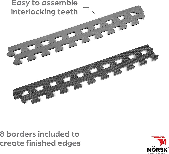 Norsk Multi-Purpose Reversible Floor Mats - EVA Interlocking Foam Tiles (Gray/Black 4 Tiles - 16 sq. Ft. 1/2" Thick)