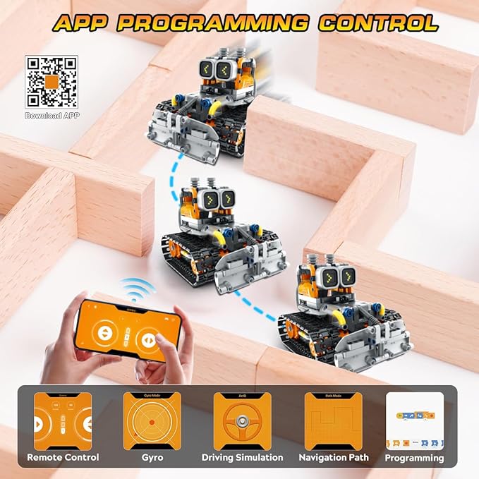 HOGOKIDS Changeable Expressions Robot Building Sets - 3 in 1 Remote & APP Supported Robotic Building Toy Having Sound Effect, Rechargeable RC Robot Birthday Present for Kids Age 6+ Boy & Girl (451PCS)