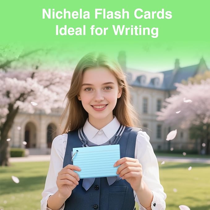 250 Count Blue Index Cards with Ring 3 x 5 Inch Heavyweight Ruled Index Cards, Flash Cards for School & Office Supplies and Home Organization, Durable Study To Do List Note Cards with Ruled Lines