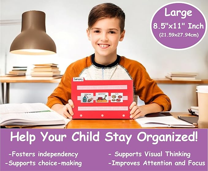 Smile4autism Large 8.5x11” Tools Perfect to Keep Your Loose Visual Picture Cards Organized. Autism, ABA, ADHD, Language & Apraxia Aspergers