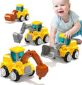 Press and Go Construction Vehicle Trucks Toys for Toddlers 2-4, 4 PCS Car Trucks for Boys Girls with Flexible Joints, Kids Toddlers Toys for 3 4 5 6 Years Old Boys Girls Birthday Gifts