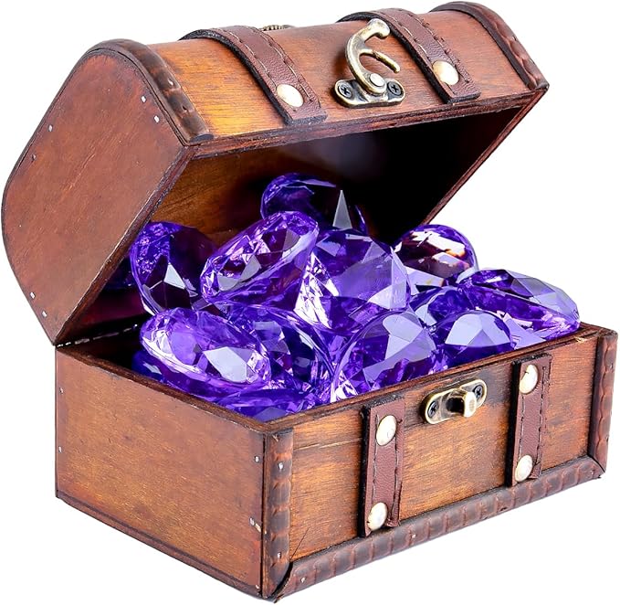 Niceup 26PCS Purple Fake Diamonds Big Gem Toys, 1.5in Pool Diving Gems Acrylic Plastic Gemstones for Kids, Party Décor Jewels Treasure Hunt Hiding Sensory Bin Filler Toys Craft Supplies