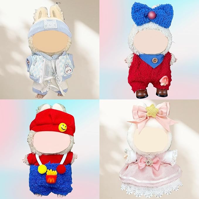 4 Pack—17cm Doll Clothes,Premium Doll Outfit with Accessories,Doll Princess Skirt,Cute Clothes Outfit for 17cm Dolls,End Dolls Fashion Clothing Set(No Dolls and Shoes) (Set O)