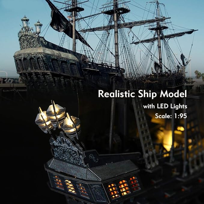 3D Puzzles for Adults Home Decor Pirate Ship Gifts for Men Women Model Kits Brain Teaser Puzzles for Adults Teacher Gifts,Queen Anne's Revenge 340 Pcs Dad'sGift