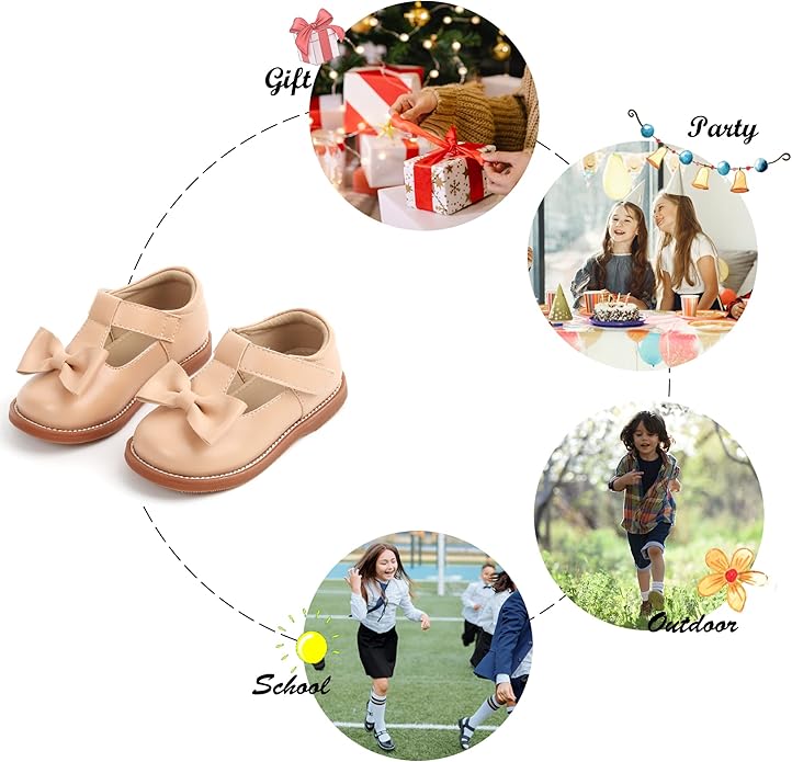 Felix & Flora Toddler Little Girl Mary Jane Dress Shoes - Ballet Flats for Girl Party School Shoes