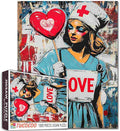 Tucocoo Street Love Art Jigsaw Puzzles for Adults 1000 Pieces, Nurse Banksy Graffiti Puzzles for Adults DIY Crafts Puzzles for Home Decoration Gifts, Family Challenging Puzzle Perfect for Game Nights