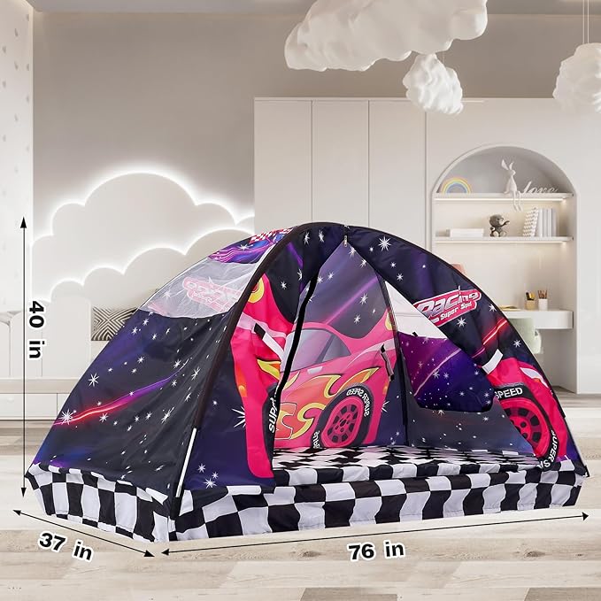 Kid Bed Tent -Twin Play Tent Baby Toddlers Dream Playhouse for Bedroom Decor Indoor Games Twin Size Bed Canopy by CRAWLBO
