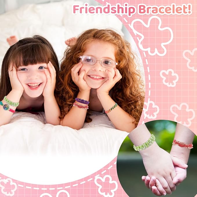 Friendship Bracelet Kit, Bracelet Making Kit, Crafts For Girls Ages 8-12, Bracelet Maker, Girls Toys Age 7 8 9 10 11 Years Old, Best Gift For Girls,Kids Travel Activity Set With Featuring Instructions