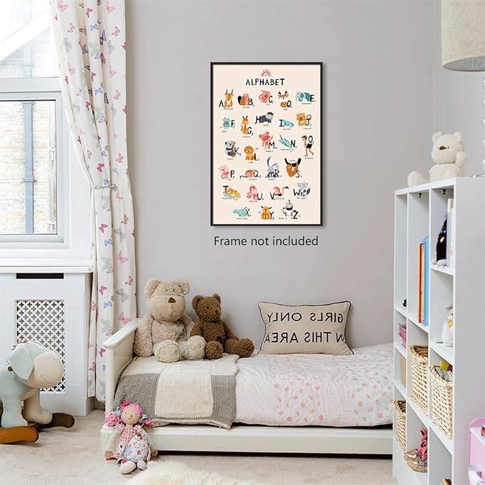 Animal Alphabet Poster, Abc Animal Poster for Toddlers, Alphabet Letters for Wall, Educational Learning Posters for Toddlers 1-3, Classroom Must Haves Poster, Baby Nursery Print 24x36in Unframed
