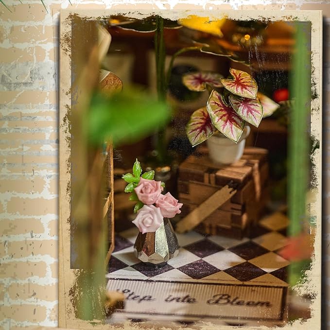Flower Shop Miniature House Kit,DIY Miniature Dollhouse Kit with LED & Furniture,Mini Diorama House Building Kit for Adults Teens,3D Wooden Crafts Tiny House Mini Model Kit,Home Decor Birthday Gifts