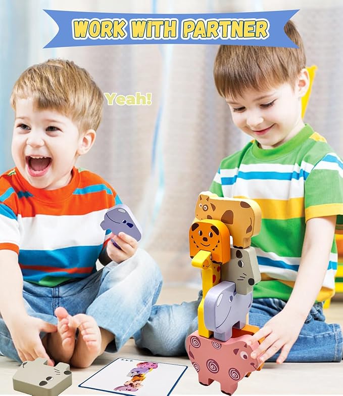 Wooden Animal Puzzles for Toddlers - Sorting & Stacking Montessori Toys for 3 4 5 Year Old Boys Girls, Kids Educational Learning Toys Gift (10pcs Animals)