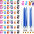 24 Sets(236 Pieces) Washable Paint Set, 12 Colors Water Paint with Brushes, Washable Paint Sets for School, Home, Classroom and Birthday or Art Party (48 Brushes)