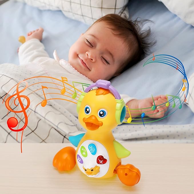 Tsomtto Baby Musical Duck Toy Dancing Crawling Tummy Time, Light Up Infant Toys 0-3-6 6-12 12-18 Months Halloween for 1 2 Year Old Boys Girls Baby Learning Development Toddler Toys Age 0-2