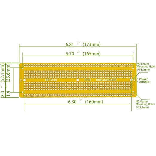 3pcs 6.8"x2.05" Breadboard Solderable Prototype PCB Board Kit for Electronics Projects Compatible for DIY Soldering Circuits Projects Prototype Board,Yellow