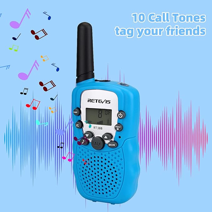 Retevis RT388 Walkie Talkies for Kids,Toys Gifts Kids Walkie Talkie,Long Range FRS Radio for Boys Girls Aged 6-12,Gift Stocking Stuffers(Blue 1 Pair)