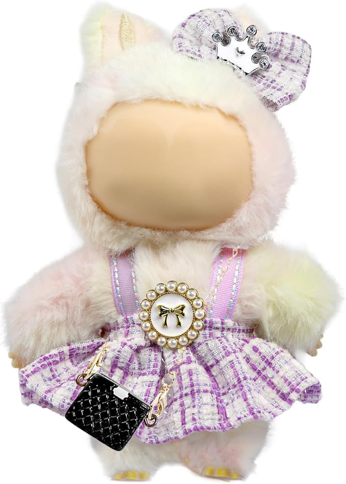 Clothes for LABUBU 17cm Doll (NO Doll),Outfit for LABUBU,Dress and Hairpin Set for LABUBU Dress Up,Accessories for LABUBU