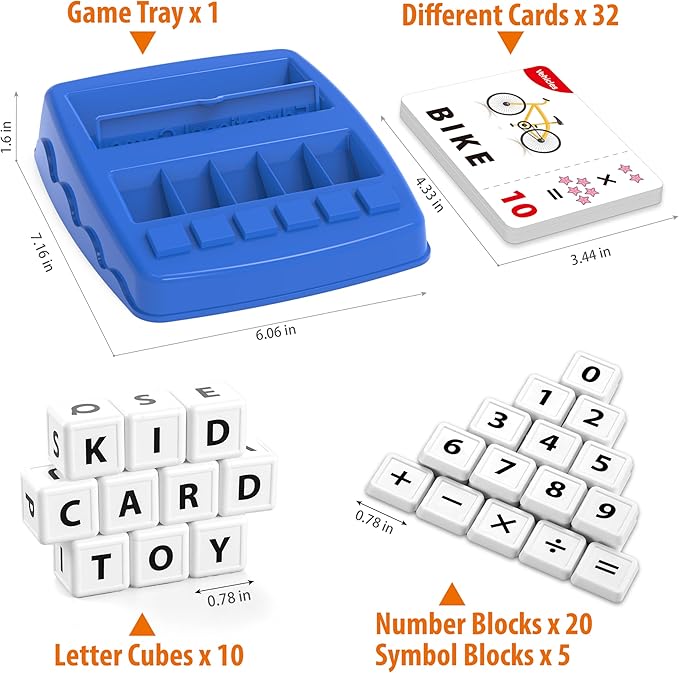 Matching Letter Games,Learning Educational Toys 2 in 1, Numerical Equality Games,Alphabet Spelling Reading Flash Cards,Early Education Gift Toys for 3,4,5,6,7 Year Olds (Navy Blue)