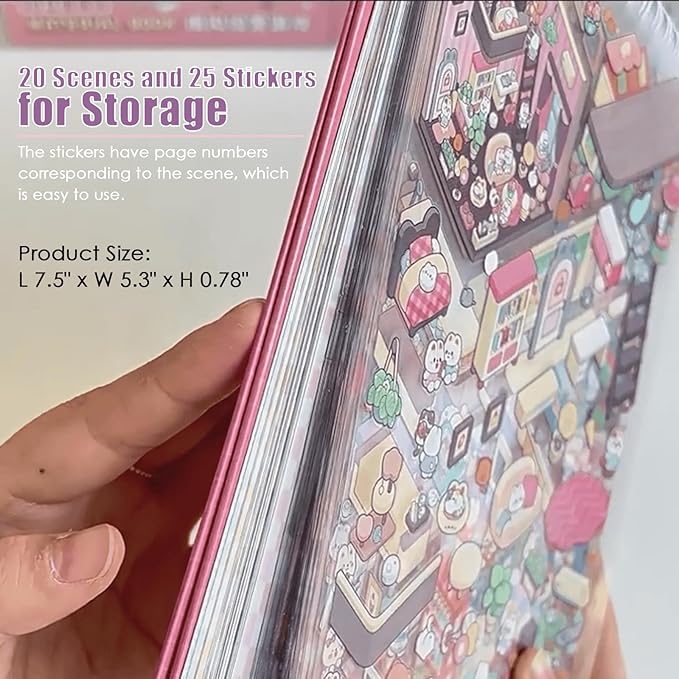 3D Sticker Scene Book,Sticker Therapy for Adults,Include 20 Beautiful House Isometric 3D Space DIY Scene Stickers Book,Cute Art Stickers for Girls