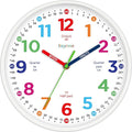 Wall Clock for Kids Learning to Tell Time Non Ticking Battery Operated Kids Teaching Clock Small Teaching Time Clock Decorative for Kids Room Classroom School (8 Inch)