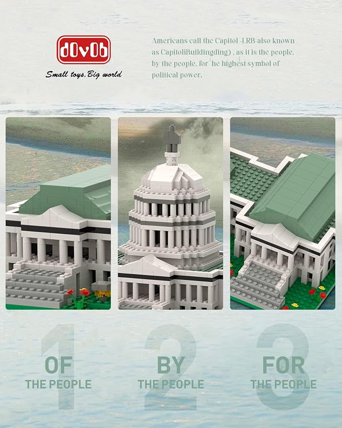 dOvOb Micro Mini Blocks United States Capitol Building Set, 2888 Pieces Bricks, 3D Puzzle Collection Model Kit as Gift for Adults or Kids
