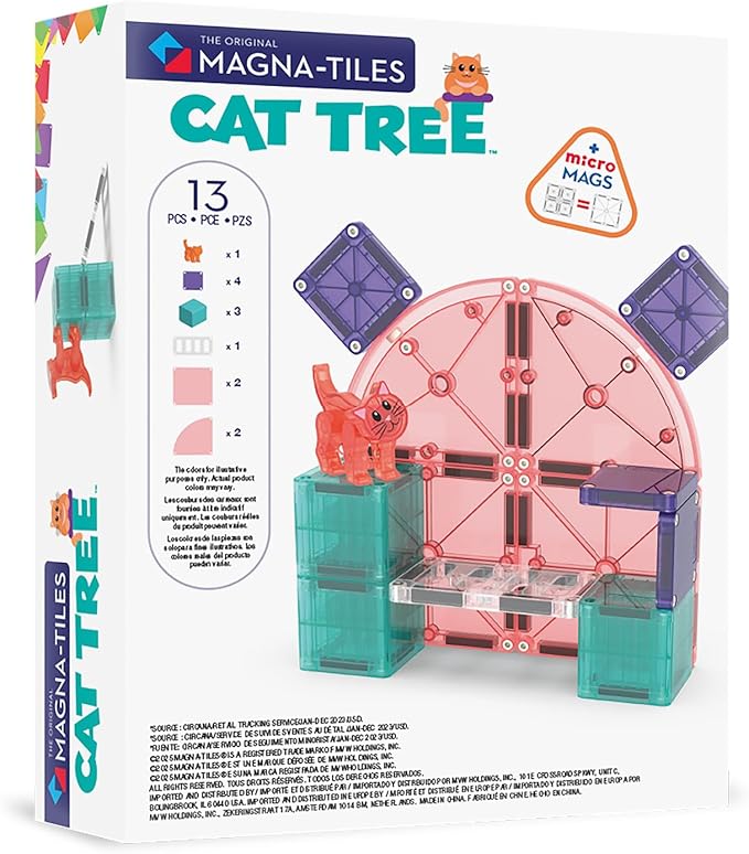 MAGNA-TILES Cat Tree 13-Piece Magnetic Construction Set, The Original Magnetic Building Brand