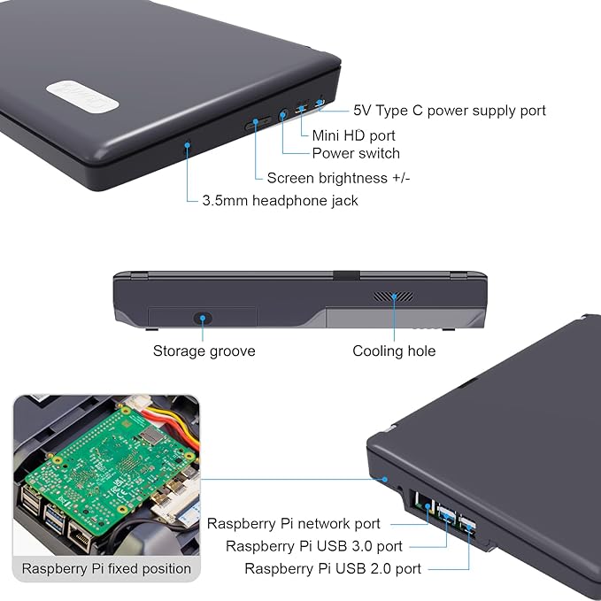 ELECROW CrowPi 2 All-in-one Kit with RPi 5 4GB Board & 11.6 Inch IPS Screen, Compatible for Raspberry Pi 4/5 Laptop, Learning Programming Sensor Kit for Professional Kids Adult (Advanced Kit)