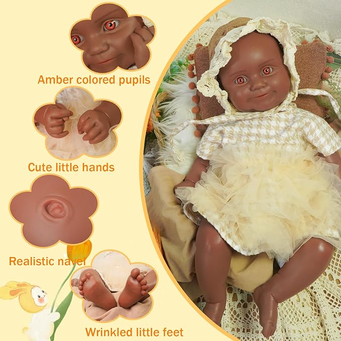 Reborn Baby Dolls Silicone Full Body 18.1in Weighted Real Life Open-Eyes Girl Dolls Lifelike Newborn Baby Soft Body Flexible Limbs Not Vinyl