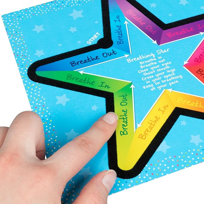 Really Good Stuff Tactile Breathing Star Cards - 6 Pack - Social Emotional Learning Sensory Tool - Calming Fidget - Promotes Relaxation & Helpful Breathing Techniques