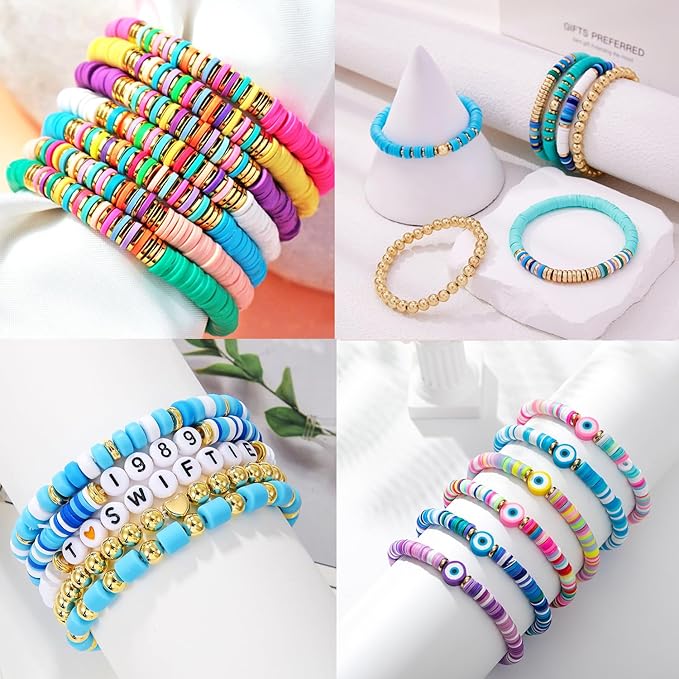 2880pcs Polymer Clay Beads Bracelet Making kit,Cute Fun Beads Sport Ball Fruit Flower Animal Cake Butterfly Heart Beads Charms for Jewelry Necklace Earring Making DIY Accessories for Children Girls