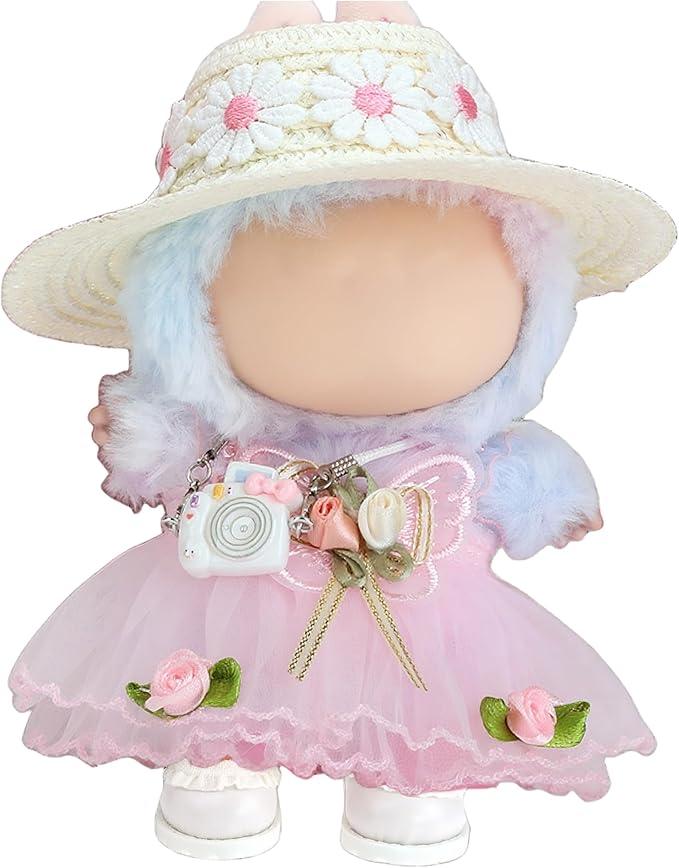 17cm Doll Clothes - 4 Set for 6.7 inches Doll Outfit，Clothing for Dolls Accessories.Cute Clothes for Dress up (dolldress-Pink)