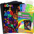 ZMLM Scratch Paper Art Set: 60Pcs Magic Drawing Art Craft Kid Mother Gifts Scratch Paper Supply Toddler Preschool Learning Toy for Age 3 4 5 6 7 8 Girl Boy Birthday Activities Toys