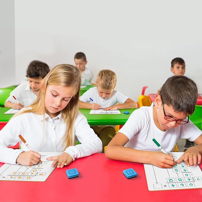 SCRIBBLEDO 10 Pack Dry Erase Division White Boards 9 x 12 Inch Whiteboards Double Sided Math Manipulatives Long Division Lapboards for Kids Students Classroom and Home 10 Whiteboard Erasers Included