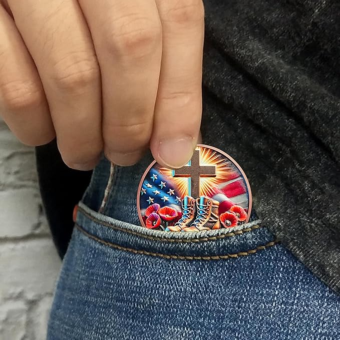 AtSKnSK Memorial Tribute Challenge Coin Some Gave All Lest We Forget Thank You for Your Service Military Coin (Poppy Military Boots, 50)