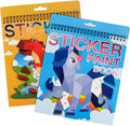 2 Pack Sticker Book Crafts for Kids Ages 4-8 Sticker Paint Books Boys and Girls Birthday Gifts Party Favor, Travel Activity Book Set for Learning (Dinosaur+Horse)